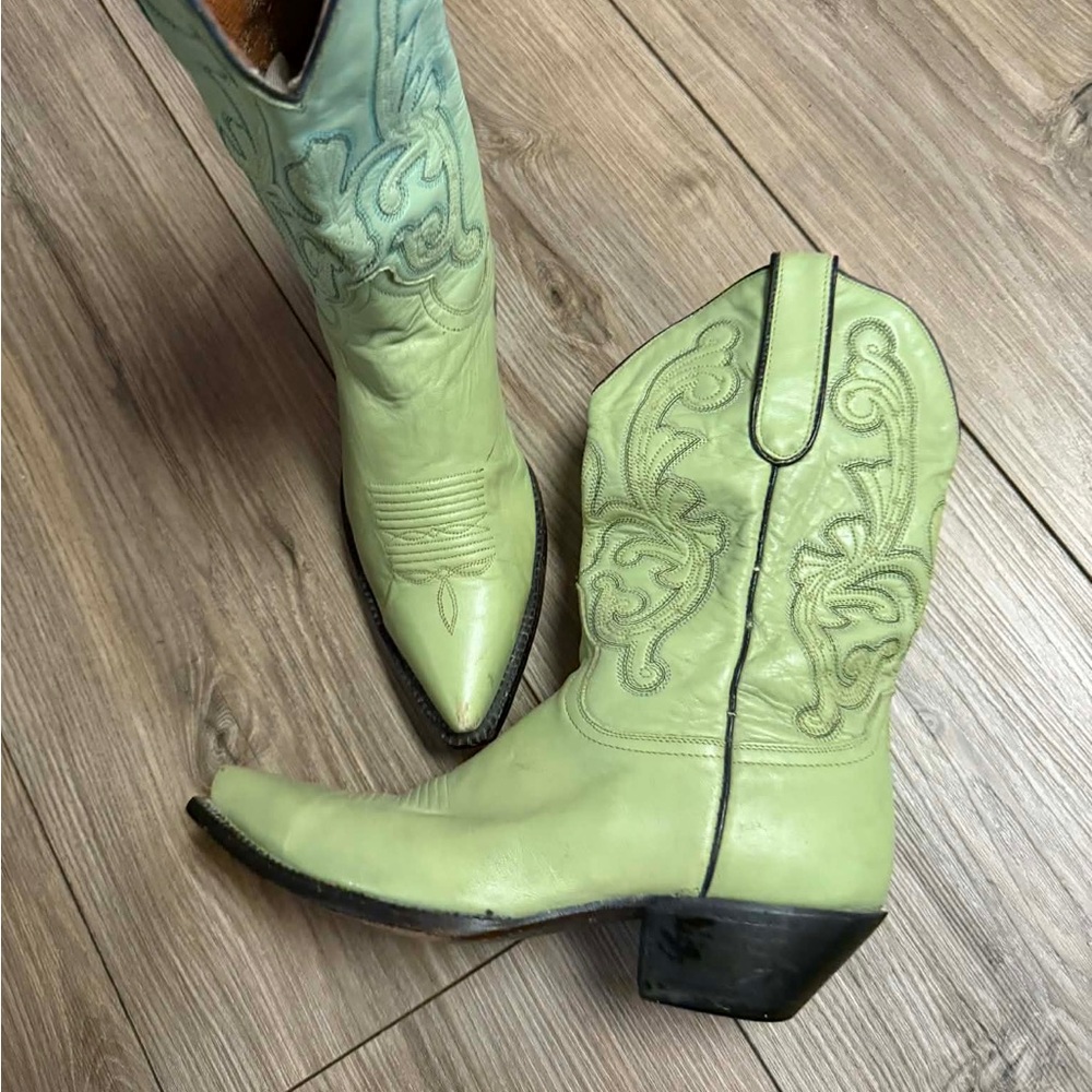 Vintage Caborca Green Western Cowboy Boots